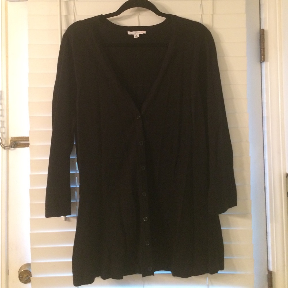 LADIES ISAAC MIZRAHI BLACK PEPLUM CARDIGAN SZ XL